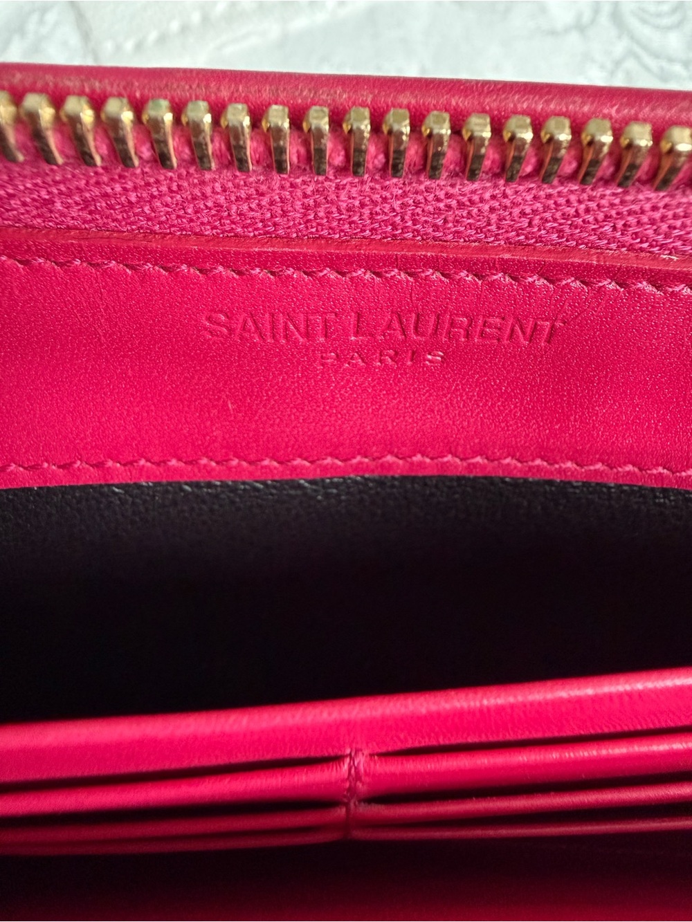 Saint Laurent Pink Leather Zip Wallet with Gold Hardware - Picture 10 of 17